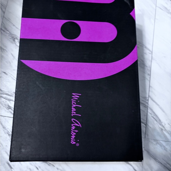 Michael Antonio 4" Croc Embossed Chain SlipOn Heeled Mules Purple Size: 9M w Box - Picture 4 of 11